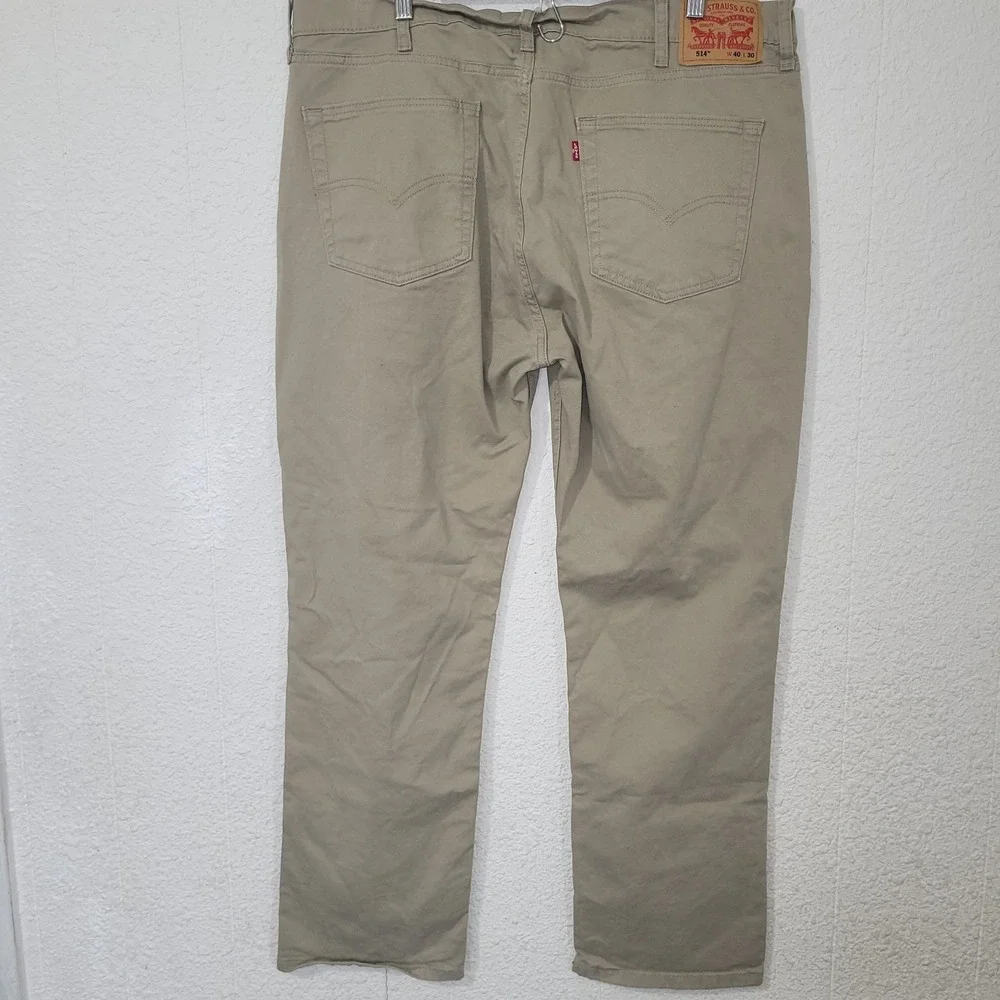 Levi's 514 Jeans, Mens, 40x30 Khaki Tan Twill Cotton Pants Straight Fit